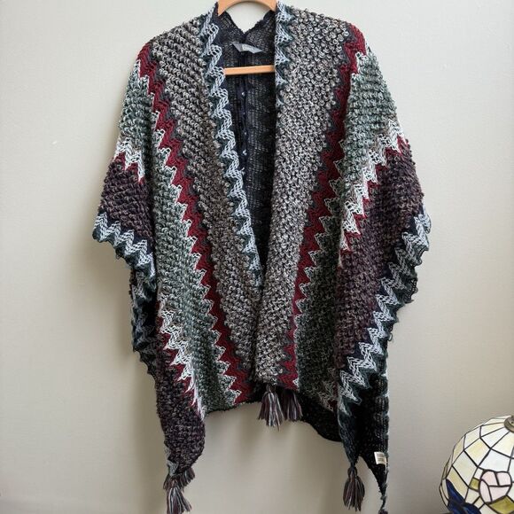 Natural Reflections Poncho Cape Open Front Cape boho Soft Cozy Wrap One Size - Picture 2 of 6
